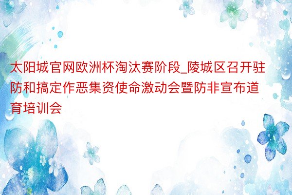 太阳城官网欧洲杯淘汰赛阶段_陵城区召开驻防和搞定作恶集资使命激动会暨防非宣布道育培训会