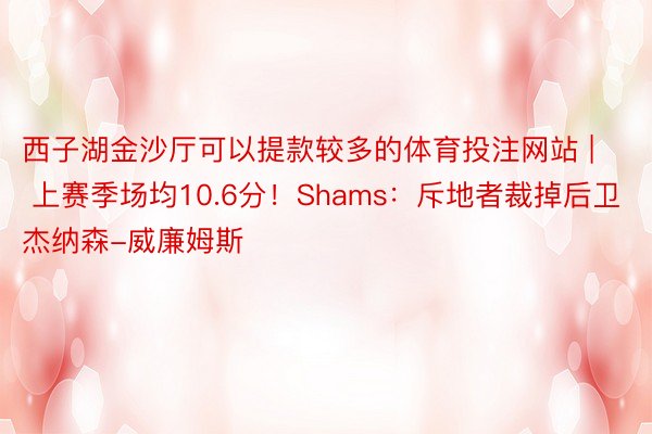 西子湖金沙厅可以提款较多的体育投注网站 | 上赛季场均10.6分！Shams：斥地者裁掉后卫杰纳森-威廉姆斯