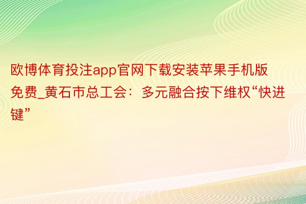 欧博体育投注app官网下载安装苹果手机版免费_黄石市总工会：多元融合按下维权“快进键”